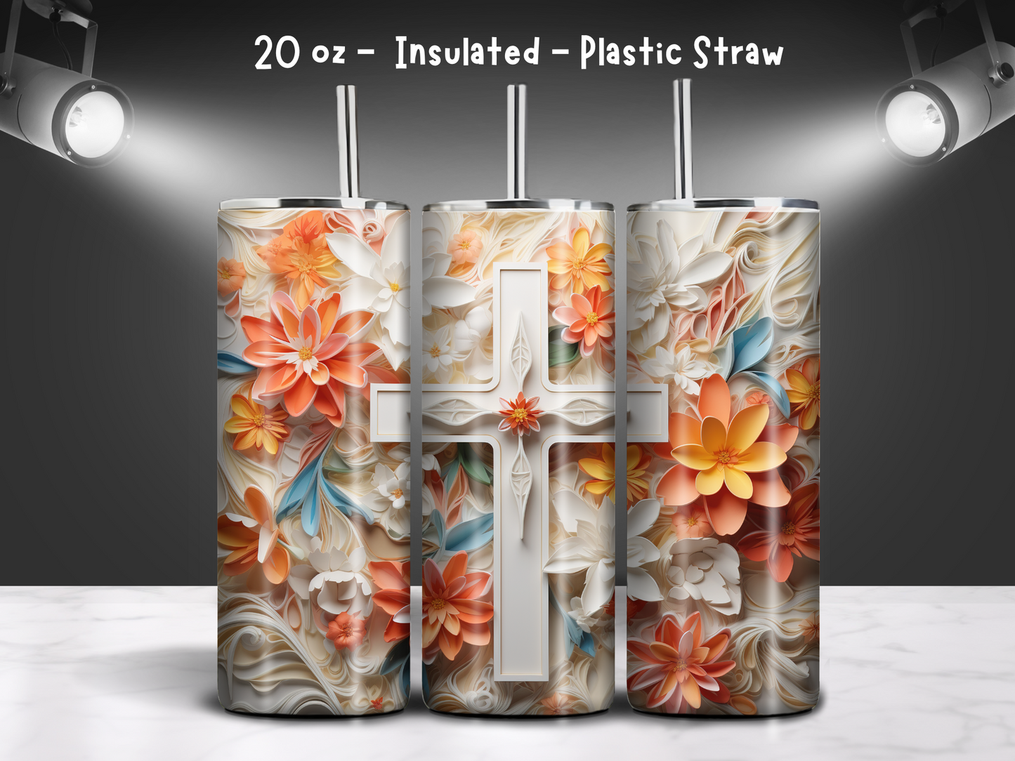 3D Floral Cross